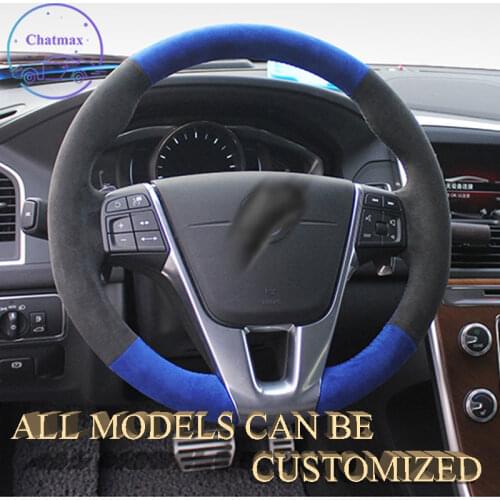 Alcantara Car Steering Wheel Cover For Volvo XC60 S60 S80 V80 Hand Sewing Holder Suppot Customization Sportscar Luxury Texture