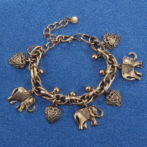 ZOSHI Vintage Anklets for Women Elephant Pendant Charms Box Chain Beach Summer Foot Ankle Bracelet Wholesale Jewelry Bohemia