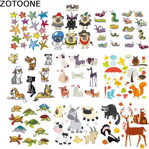 ZOTOONE Heat Transfer Patches for Clothing Applique Baby Clothes Decoration Cute Cartoon Animal Combination Iron on Patches D