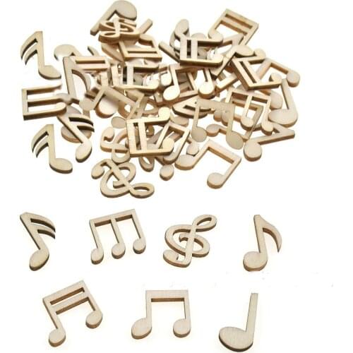 100 Pcs/pack Cute Wooden Music Notes Handcrafts Wooden Decor Scrapbooking for DIY Accessories Home Decor Party Favors