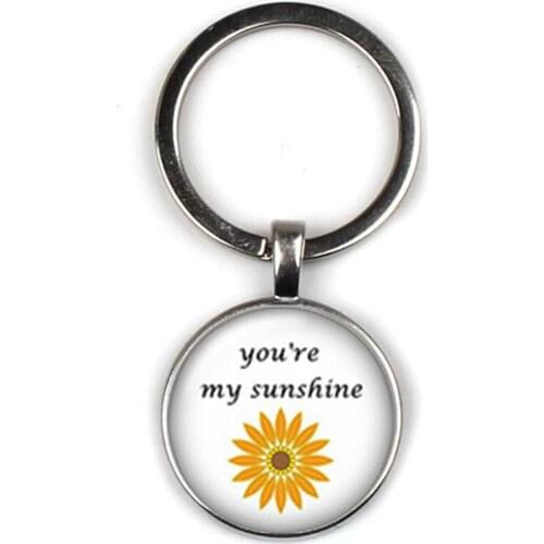 2020 New Fashion Couple Keychain Love Witness Glass Round Pendant Key Ring Gift Charm Bag Men Women Gift for Souvenir Jewelry