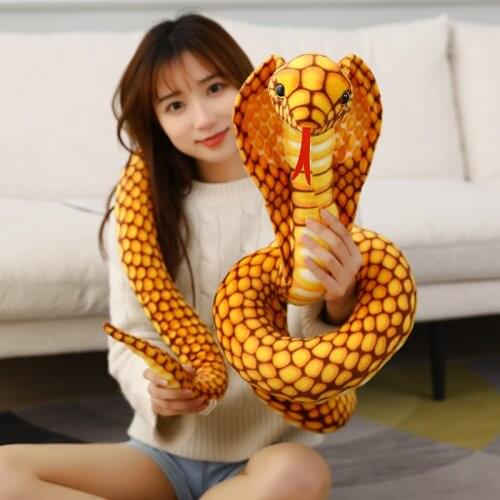 240cm Simulation Snake Plush Toy Giant Snake Cobra Animal Dolls Soft Stuffed Python Bithday Gifts Childrens Toys Home Decor