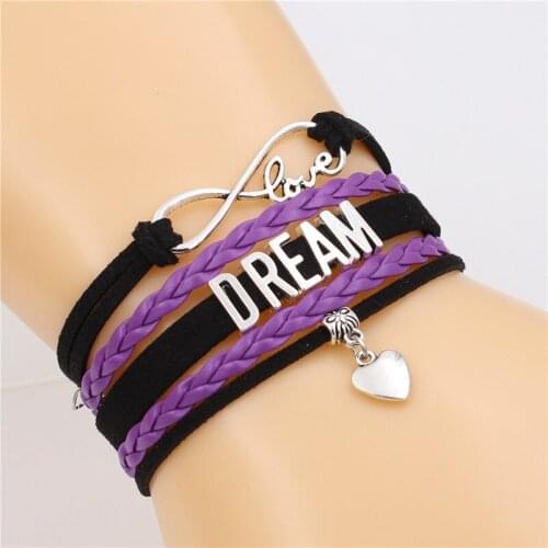 7 colors DREAM Infinity Love charm Multi-layer Bracelet Handmade Leather Bracelets PUNK Jewelry custom bangle for dropshipping
