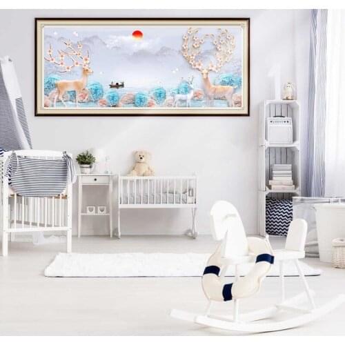 DIY Diamond Embroidery Animals Full Square Drill Diamond Fisherman Lake Scenery Diamond Painting Cross Stitch Home Artwork Decor