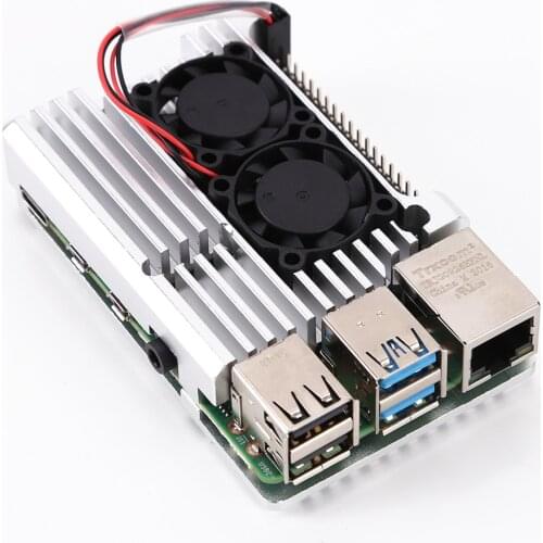 Aluminum Case Shell with Cooling Silent Fan, No Noise Fan + Tools for Raspberry Pi 4 Model B Fast cooling Passive Architecture
