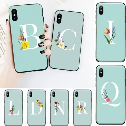Flower 26 Alphabet Couples Phone Case for iPhone 11 12 pro XS MAX 8 7 6 6S Plus X 5S SE 2020 XR