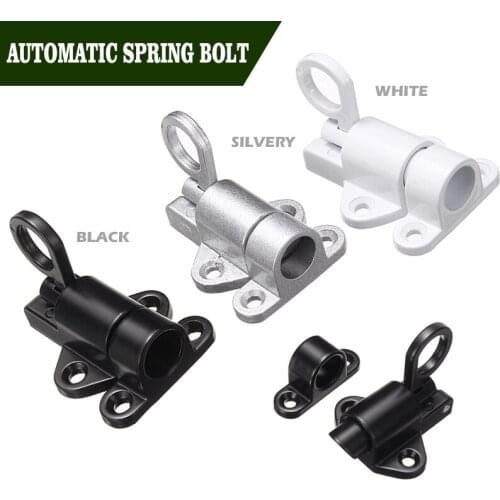 Aluminium Alloy Door Latch Lock Window Gate Security Pull Ring Spring Bounce Door Bolt Safety Locks Latch White/Silver/Black