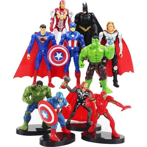 6pcs/set 8-10cm Super Hero The Avengers action figure set Toys Iron Man Thor Captain America Hulk