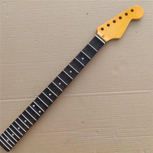Full scalloped Maple Electric Guitar Neck Replacement 22 Fret Rosewood Fingerboard Yellow