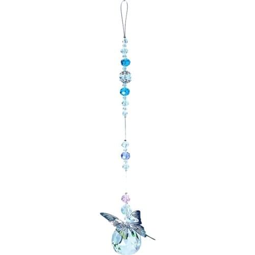 Butterfly Orb Crystal Pendant Hanging Drop for Outdoor Indoor Garden Window Wedding Chandelier DIY Decorations