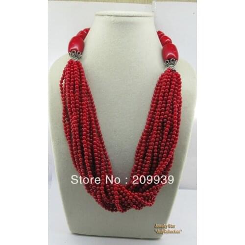 Huij 00163 Unique Style 22inch Red Coral&Tibetan Silver Beads Necklace discount 40