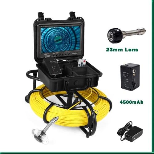 Borescope Camera 23mm Len Inspection Drain Pipe Endoscope System 4500mah/9inch Monitor/12 LEDs