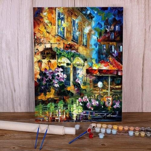 Cafe In Berlin Coloring By Numbers Painting Set Acrylic Paints 50*70 Boards By Numbers Loft Picture For Adults Handicraft