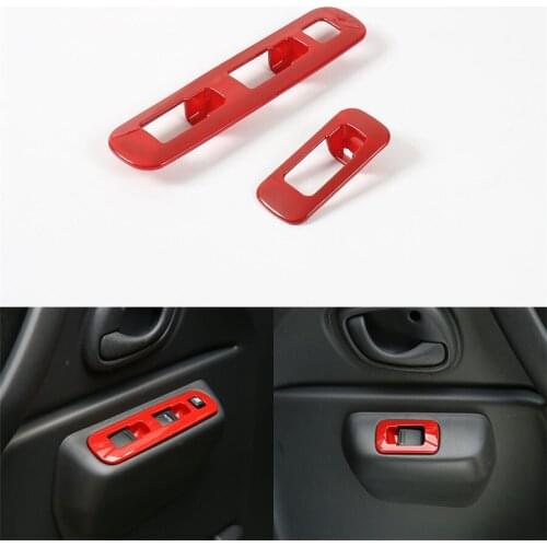 Interior Car Window Lift Switch Buttons Cover Trim Decoration Frame Sticker Styling 2Pcs/Set ABS For Suzuki Jimny 2007-2015