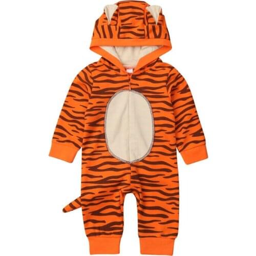 Emmababy 2019 Cute Baby Boys Girls Unisex Clothes Cute Tiger Hooded Romper Jumpsuit Playsuit Outfit 0-18M