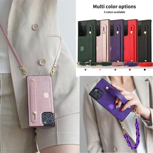 Note20 ultra Wrist strap Crossbody Chain leather case for Samsung galaxy S21 S20 ultra S9 S10 plus S20FE note9 note10 pro A90