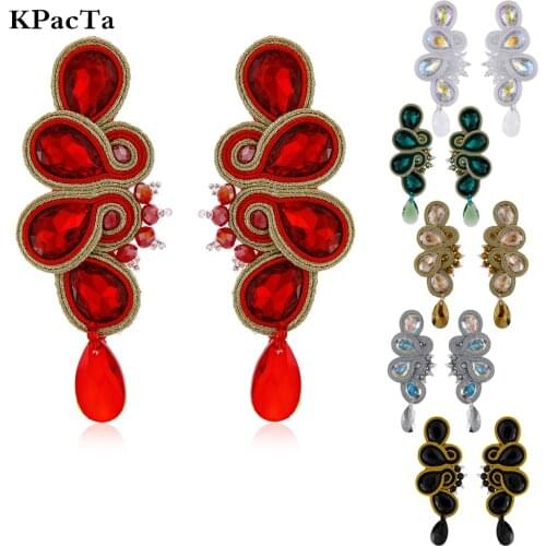 KPacTa 2020 trend luxury Handmade Weaving Soutache Vintage Crystal Pendant Earring For Women Gifts for the new year schristmas
