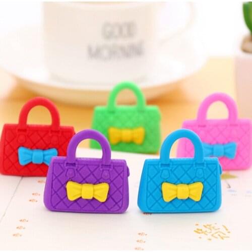 1Pcs Cute Bag Pencil Eraser for Office School Kids Prize Writing Drawing Student Gift