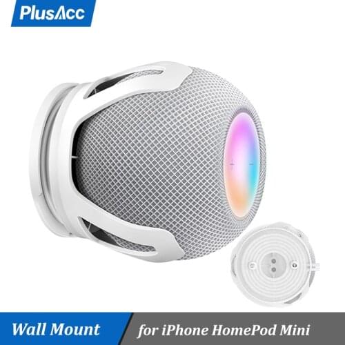 PlusAcc Wall Mount Holder For Homepod Mini Perfect Space-Saving Outlet Stand with Cable Management No Messy Wires or Screws