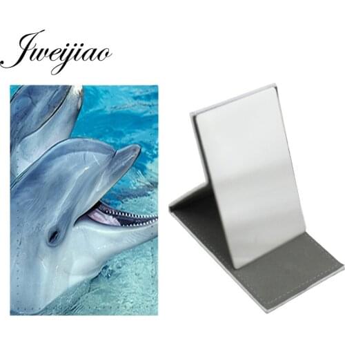 JWEIJIAO Ocean Animals Dolphins Table Desktop Mirror Stainless Steel Women Makeup Beauty Tools Purse Mirrors ZZ147