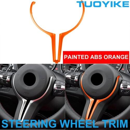 Painted Orange ABS Car Steering Wheel Trim Cover Sticker Color-Coated For BMW M2 F87 M3 F80 M4 F83 F10 M5 F06 F12 F13 M6 2014-18