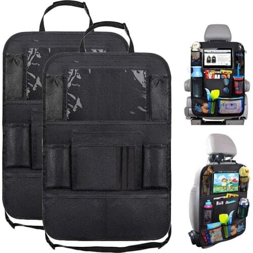 Car Backseat Organizer with Touch Screen Tablet Holder + 9 Storage Pockets Kick Mats Car Seat Back Protectors for Kids Toddlers