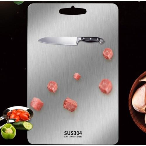 Cutting Board Chopping Block Rectangle Board 304 Stainless Steel Round Thickened Double-sided Healthy Roll Durable Board 1pcs