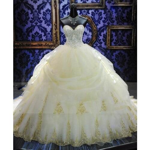 Luxury Dress Beaded Ball Gown 2017 Vintage Cathedral Train Vestido De Noiva 2018 Plus Size Gowns Nice Mariage