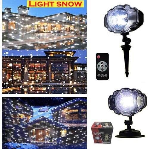 LED Mini Snow Lamp Laser Projector Landscape Lighting Red&Green Xmas Party LED Stage Light Outdoor Snowflake Projection Lamp