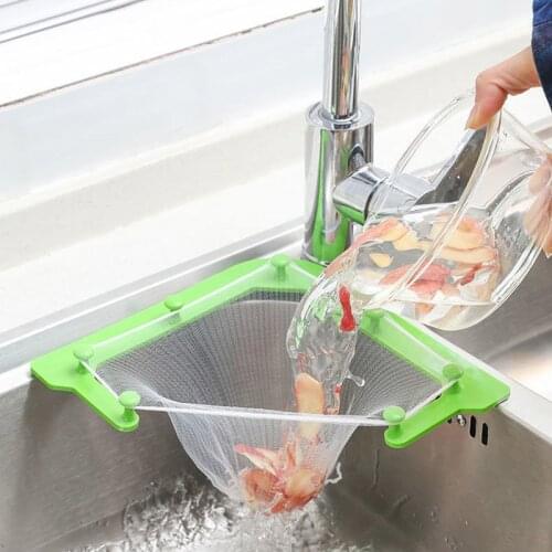Triangular Sink Strainer Drain Rack Sink Drain Basket Sponge Holder reusable Kitchen Bathroom Disposable Filter Storage Shelf