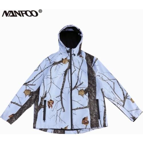 Mens Outdoor Hunting Fishing Snow White Jacket Waterproof Hooded Jacket Coat Boinic Camouflage CS Jacket Fleece Warming Jacket
