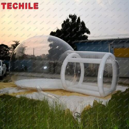 Visual or non-visual clear inflatable bubble camping tent with or without tunnel for advertising display