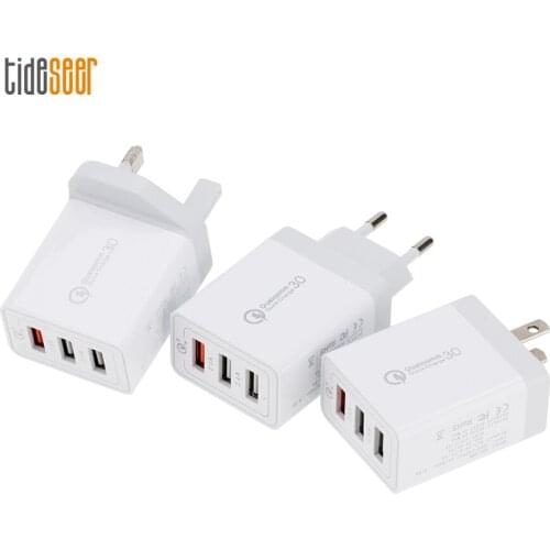 3 Port USB Phone Charger 18W EU US UK Plug Smart Fast Charge Mobile Phones Wall Travel Chargers for iPhone iPad Samsung 100pcs