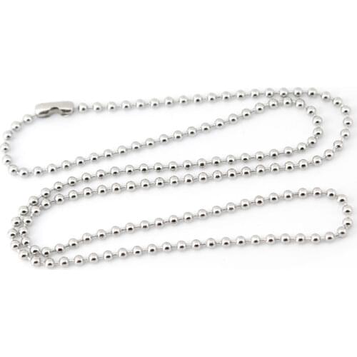 10pcs Silver Stainless Steel Dog Tag Chains,2.3mm Ball Bead Chain Ball Chains for Necklaces Keychains 20" 22" 24" 30" Wholesale
