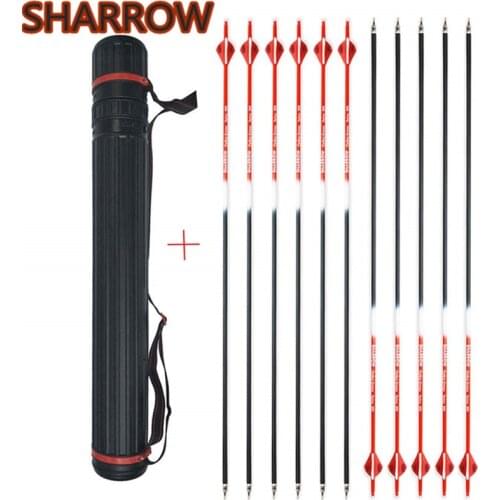 12pcs Archery Carbon Arrows 30" Carbon Fiber Hunting Arrows Spine 500 Arrows With Arrow Quiver For Hunting Shooting Accessories