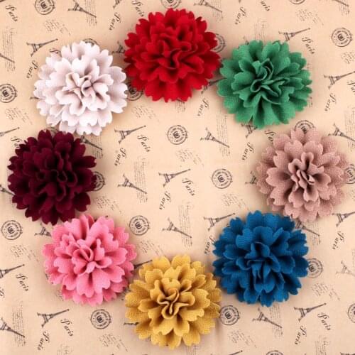 30pcs/lot)3.8" 9 Colors New Arrived Fabric Flower For Kids High Qulity Blossom Scalloped Flower Accessories For Headband
