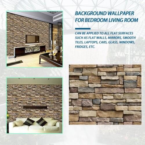 450*1000mm 3D Stone Brick Wallpaper Removable Wall Sticker Home Decor Art Wall Paper for Bedroom Living Room Background Sticker