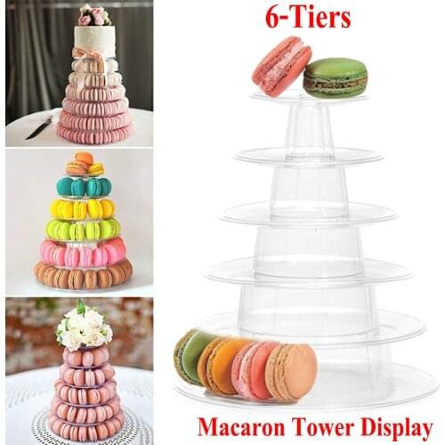 6 Tiers Wedding Cake Stands Displays Tower for Macarons Stand Display Wedding Cake Tray Stand PVC Display Rack for Birthday 2018