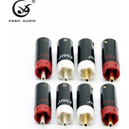 8pcs XSSH high quality Hifi audio gold plated or silver plated RCA plug connector jack is 6mm 8mm