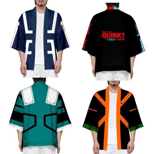 Anime My Hero Academia Bakugou Katsuki Kimono Midoriya Izuku Cosplay Costumes Haori All Might Cloak Cardigan Jacket Pajamas Coat