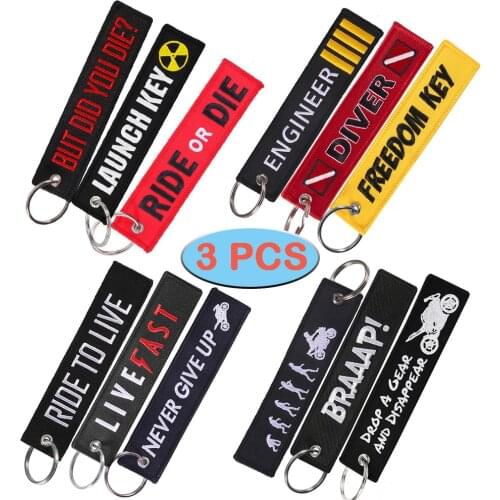 Car Key Chain for Motorcycles Mixed Styles Launch Keychain Scooters Luggage Tag Embroidery Keyring Bijoux REMOVE BEFORE FLIGHT