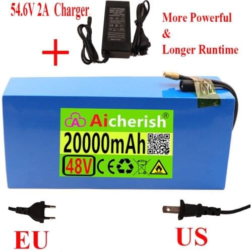 Lithium Ion 18650 Electric Bicycle Battery Pack 48V Battery 20a 13S6P 1000W Built-in BMS to Prevent Overcharge and Overdischarge