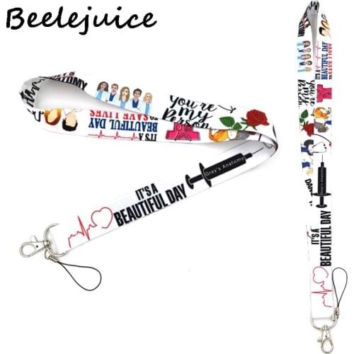 24pcs Greys Anatomy tv show doctors Neck keychain necklace Anime Cartoon Neck Strap Lanyard ID badge holder Keychain Lanyards