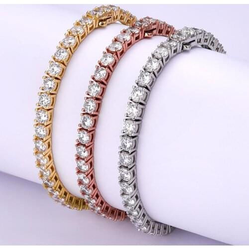 DNSCHIC 4mm S925 6.5 7 7.5 8INCH tennis bracelet necklace necklace Bling charm hip-hop jewelry