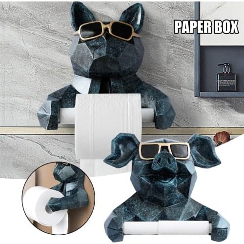 Home Accessories Cartoon Toilet Paper Holder Wall Mounted Punch Free Tissue Stand Home Restaurant Indoor Art Craft Decor