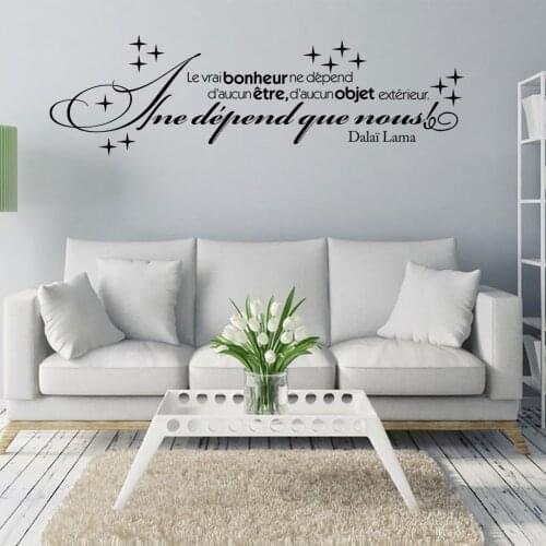 Giant Size French Wall Sticker Motivational Dalai Lama Quote Removable Vinyl PVC Wall Decals for Living Room
