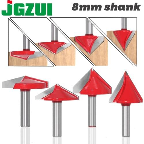 JGZUI 8mm shank V Bit CNC solid carbide end mill 3D Router Bits for Wood 60 90 120 150 deg tungsten woodworking milling cutter