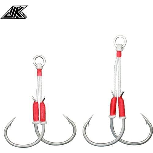JK Lightweight Red Color 3/0 4/0 5/0 6/0 Slow Jig Hook Assist Double Fish Hooks Saltwater INCHIKU All For Fishing Tackles Snap