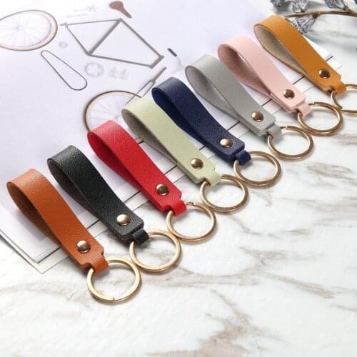 Fashion Pu Leather Keychain Solid Color Key Chain For Business Car Key Strap Waist Wallet Unisex Key Rings Gift
