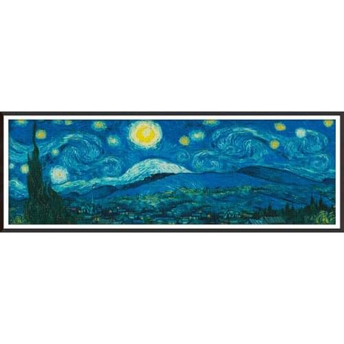 NKF Starry Night Panorama Cross Stitch Kits Embroidery Needlework Set 11CT 14CT Chinese Cross Stitch Pattern for Home Decor
